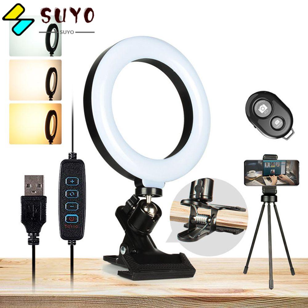 Vòng Đèn Led Trợ Sáng Chụp Ảnh Selfie 3 Chế Độ Kèm Giá Đỡ Điện Thoại Cổng USB