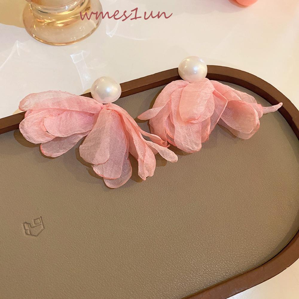 Bông Tai 15H Vải Tuyn Đính Hoa Tua Rua Thiết Kế Ngọt Ngào Xinh Xắn