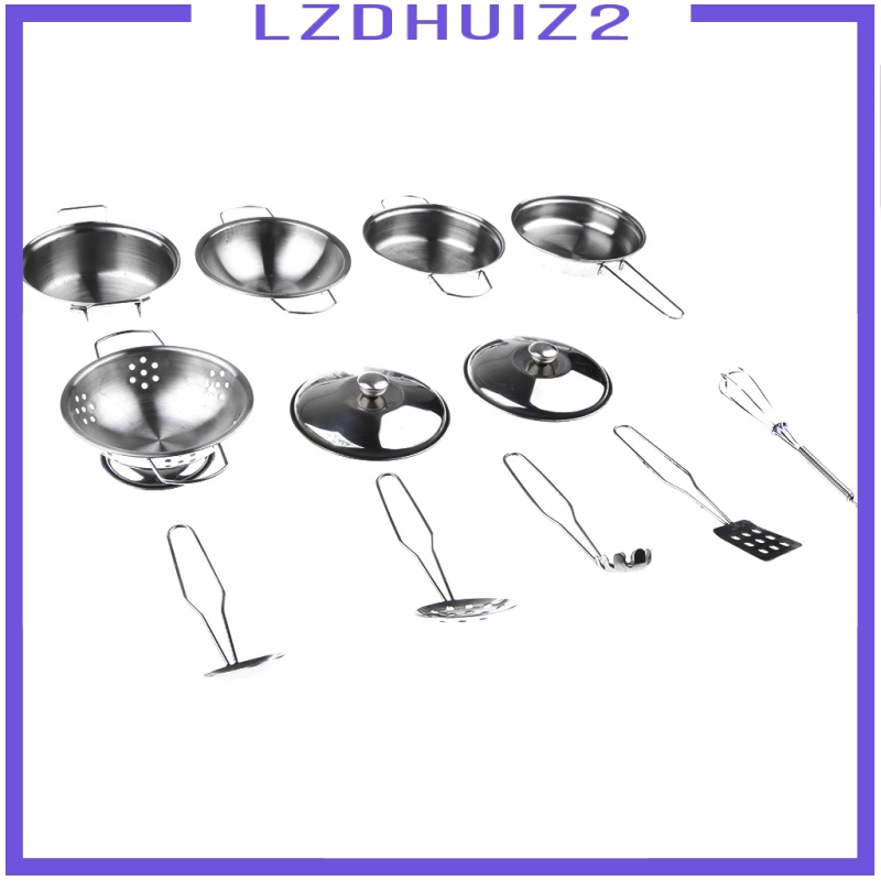 Bộ Đồ Chơi Nấu Ăn Mini Bằng Thép Không Gỉ Cho Trẻ Mẫu Giáo