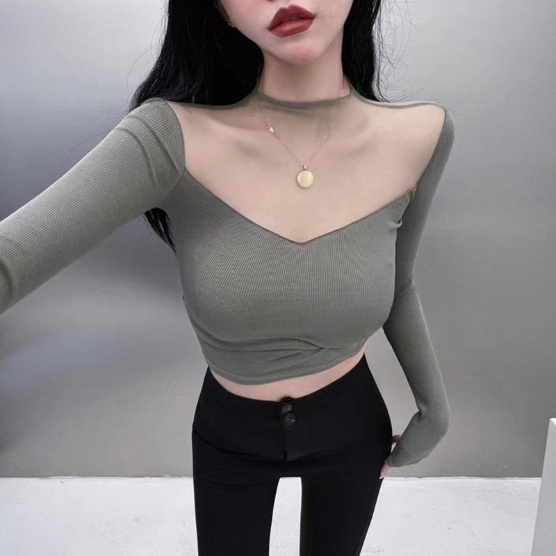 Áo Thun Dài Tay Cổ Tròn Dáng Ôm Thời Trang Mùa Xuân Thu Dành Cho Nữ