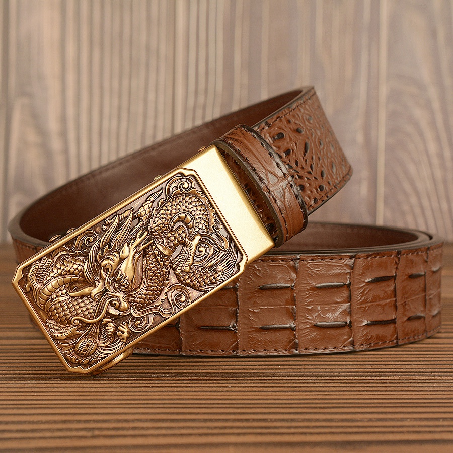 Thắt Lưng Da Bò Họa Tiết Da Cá Sấu Thiết Kế Mới Cao Cấp Thời Trang Cho Nam