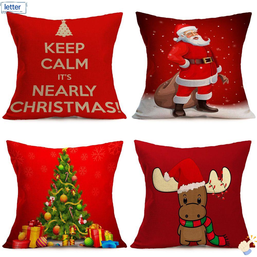 Vỏ Gối Vuông Họa Tiết Giáng Sinh Trang Trí Nội Thất