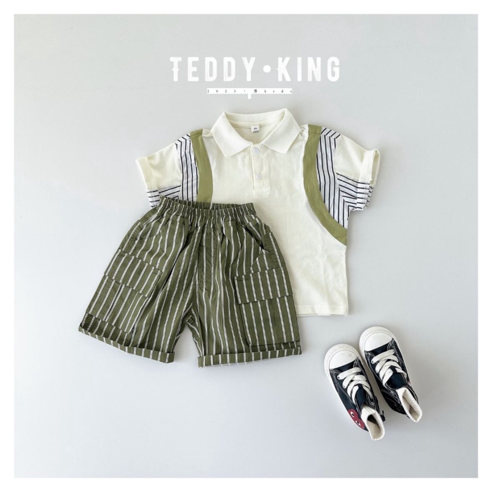 Áo Thun POLO Họa Tiết Kẻ Sọc Màu Tương Phản Phong Cách Hàn Quốc Thời Trang Mùa Hè Cho Bé Trai