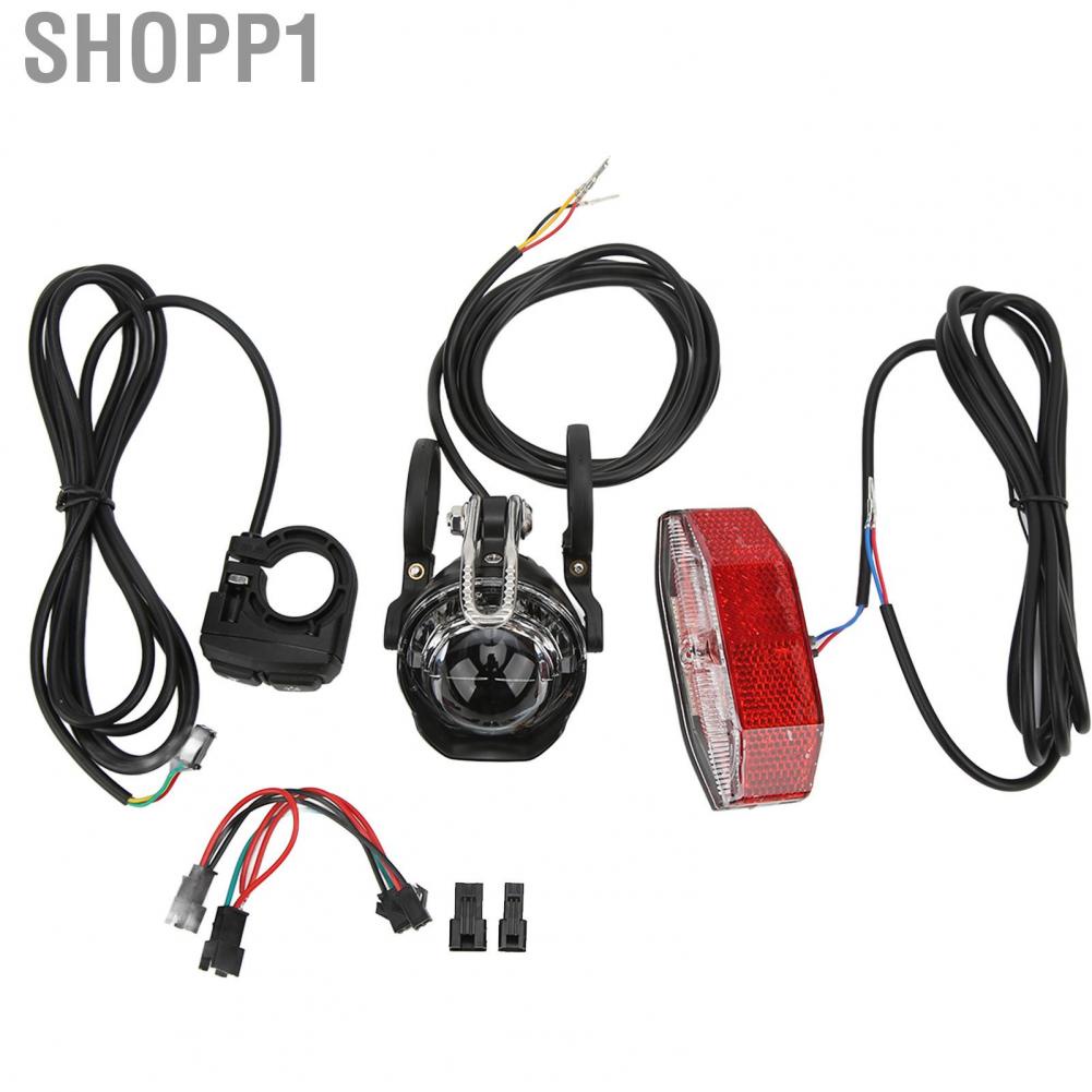 Shopp1 24V 36V 48V Electric Bike Front and Rear Light Set Headlight Tail Speaker Kit with 4  Lamp Beads