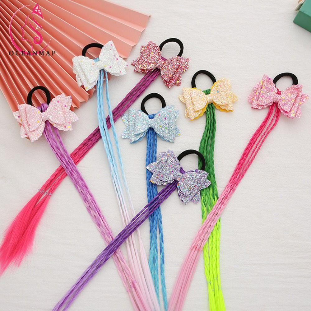 Tóc Giả Thắt Bím Nhiều Màu Co Giãn Phong Cách Hoạt Hình Dễ Thương Cho Bé Gái