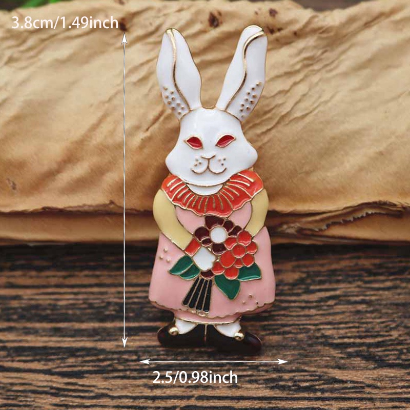 Ghim Cài Áo Hình Thỏ 3D Dễ Thương Phong Cách Âu Mỹ