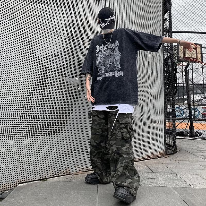 Áo Thun Cotton Ngắn Tay Phong Cách Retro Đường Phố Cho Nam