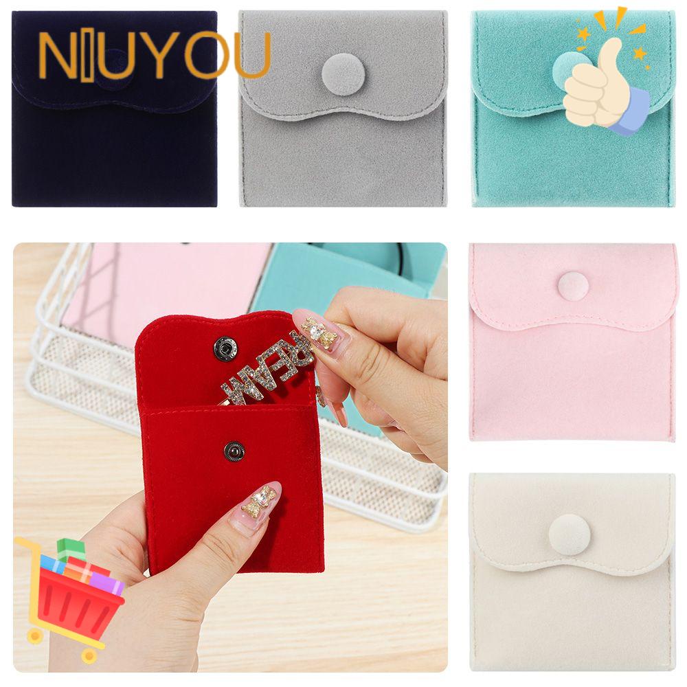 Túi Nhung Đựng Trang Sức Có Khóa Cài Màu Tối