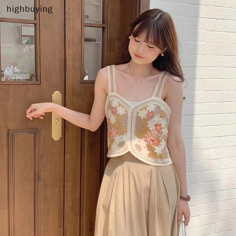 Áo Hai Dây Dệt Kim Thêu Họa Tiết Màu Sắc Tương Phản Phong Cách Vintage Cho Nữ