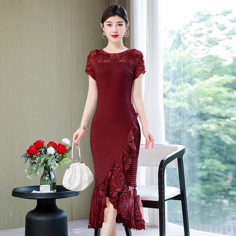 Đầm body lưới thêu cao cấp