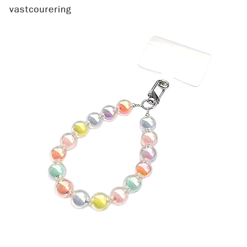 Dây Đeo Điện Thoại / Chìa Khóa Dạng Chuỗi Hạt Tròn Màu Macaron Nhiều Màu Chống Thất Lạc Tiện Dụng