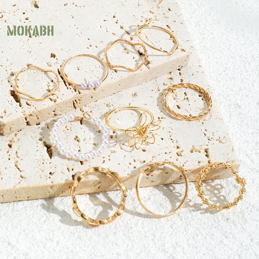 10 Nhẫn Đeo Ngón Tay Mạ Điện Họa Tiết Theo Phong Cách Bohemian Dùng Cho Tiệc