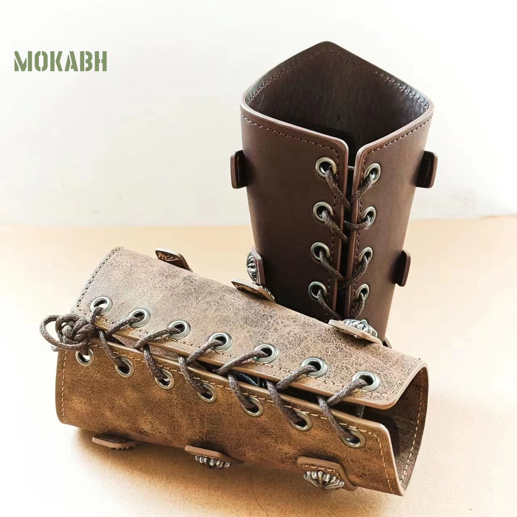 Vòng Tay Giả Da Bản Rộng Dùng Hóa Trang Lễ Hội Bảo Vệ Tay Có Thể Điều Chỉnh Cho Nam Nữ