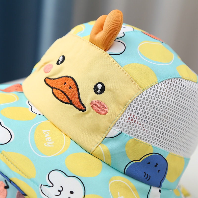 Mũ Tai Bèo Chống Nắng Phối Lưới Thoáng Khí Họa Tiết Hoạt Hình Thời Trang Mùa Hè Cho Bé