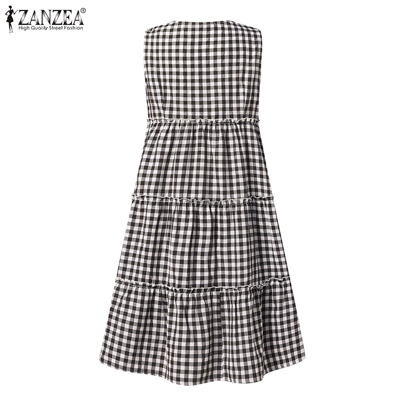 Zanzea Đầm Nữ Cộc Tay Cổ Chữ V Thời Trang Hàn