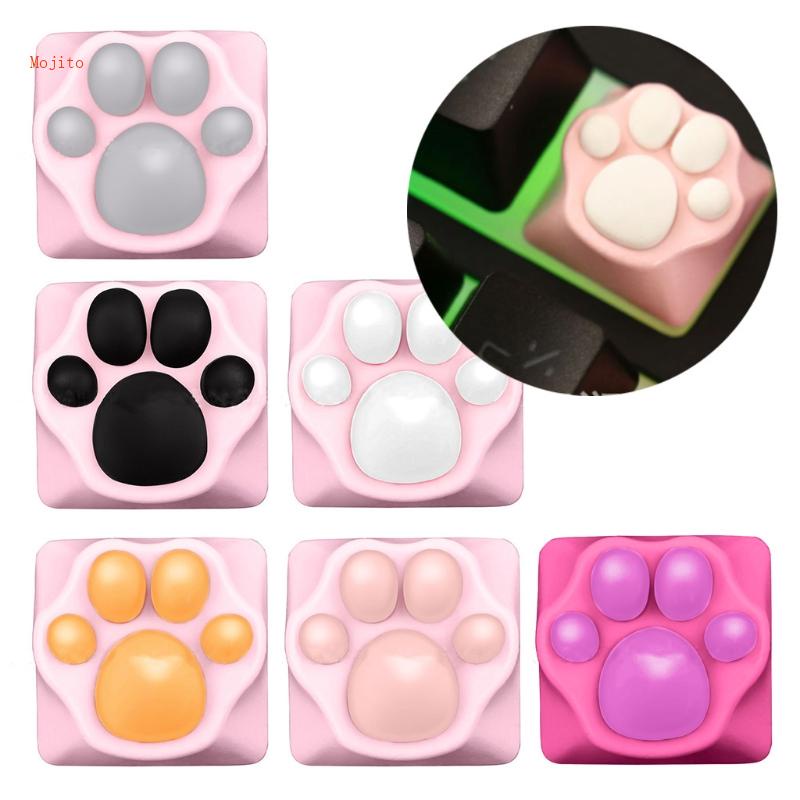 Nút Bàn Phím Kim Loại Silicone Trong Suốt Hình Dấu Chân Mèo