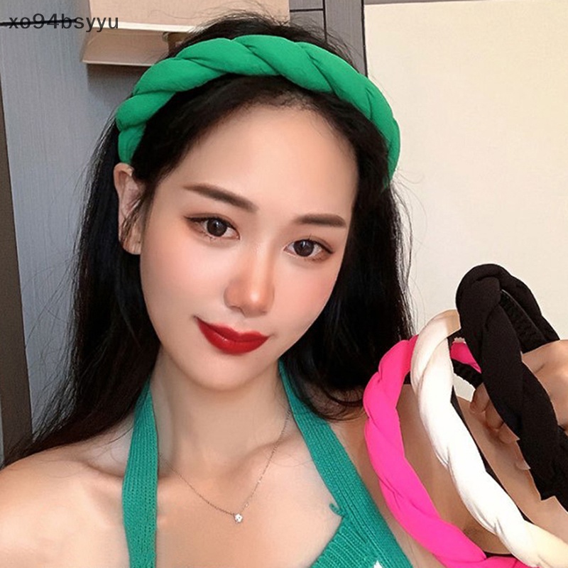 Băng Đô Cài Tóc Xo94Bsyu Màu Trơn Họa Tiết Gấp Thời Trang