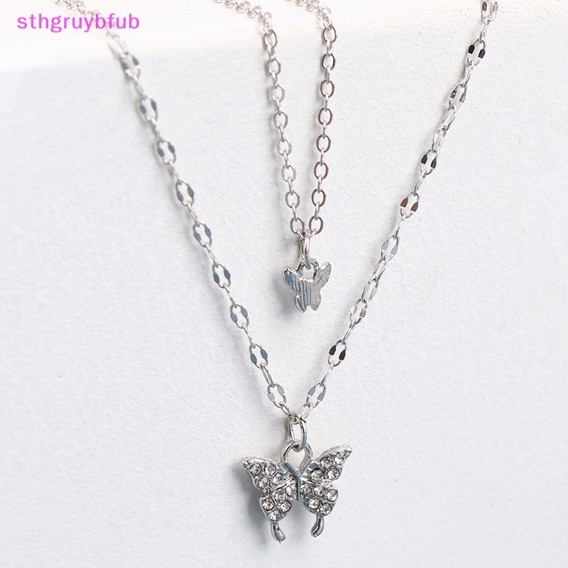 Vòng cổ Hai Lớp Mặt Hình Bướm Lấp Lánh Thời Trang Dành Cho Nữ