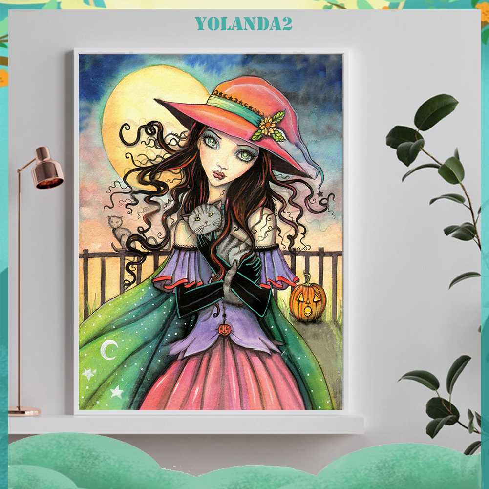 Tranh Đính Đá Kim Cương Toàn Bộ 5D DIY Hình Vẽ Cô Gái Gothic Trang Trí Nhà Cửa