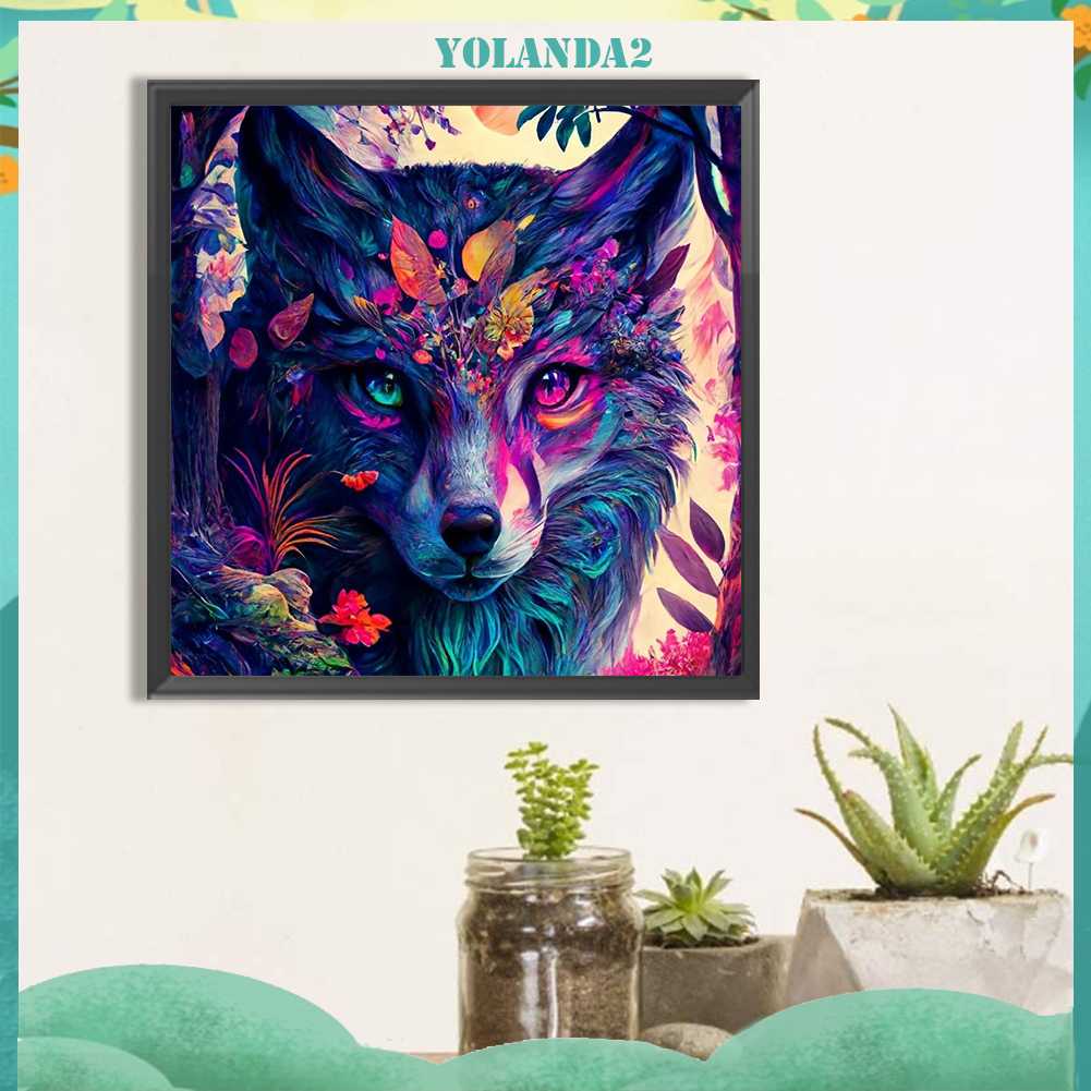 Tranh Đính Đá Kim Cương Toàn Bộ 5D DIY Hình Vẽ Sói Trang Trí Nhà Cửa