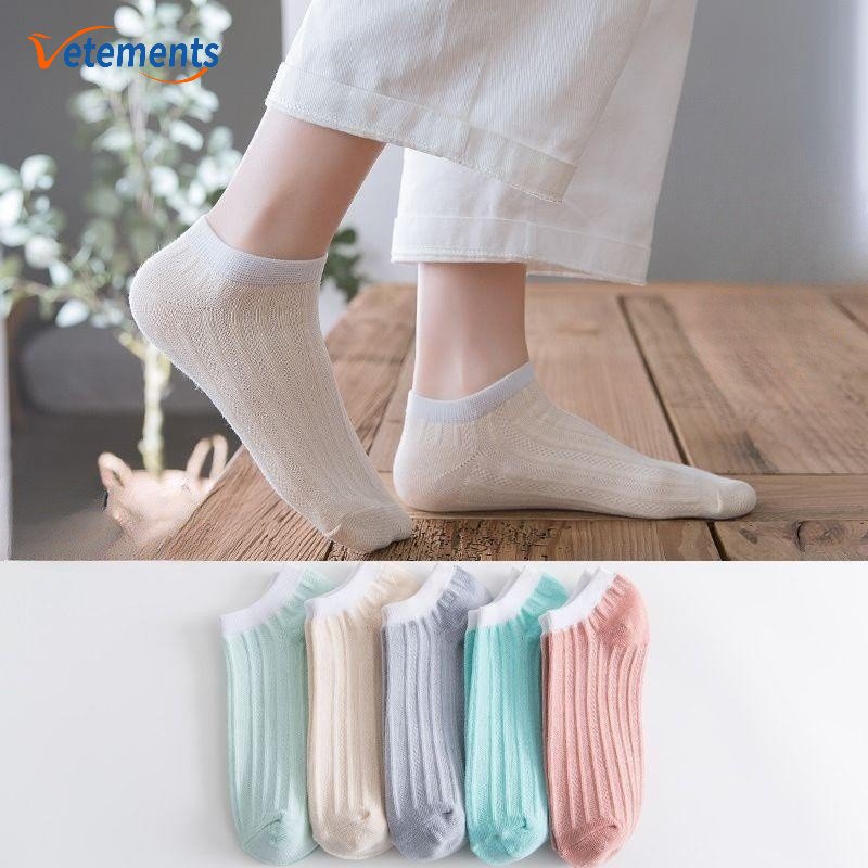 Vớ Cotton Siêu Mỏng Thoáng Khí Màu Sắc Macaron Phong Cách Nhật Bản Dành Cho Nữ