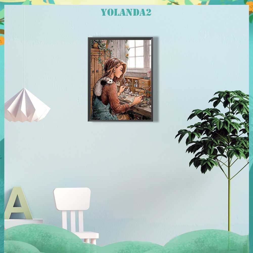 Tranh Đính Đá Kim Cương Toàn Bộ 5D DIY Hình Vẽ Cô Gái Trang Trí Nhà Cửa