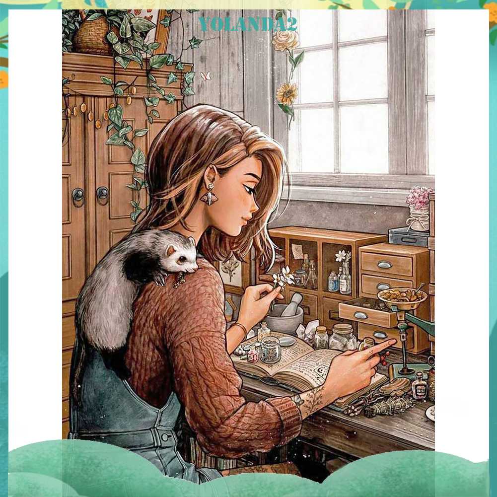 Tranh Đính Đá Kim Cương Toàn Bộ 5D DIY Hình Vẽ Cô Gái Trang Trí Nhà Cửa