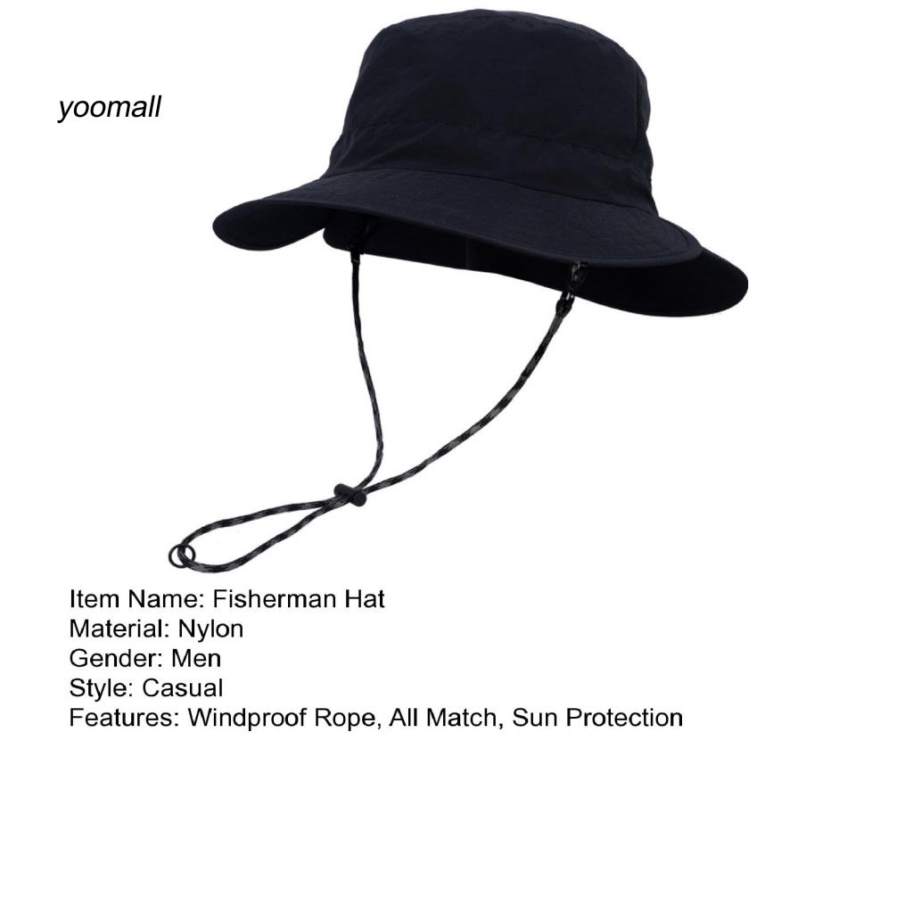 Mũ Tai Bèo Vành Phẳng Màu Trơn Mau Khô Thoáng Khí Chống Nắng Có Dây Điều Chỉnh Được Cho Nam / Nữ