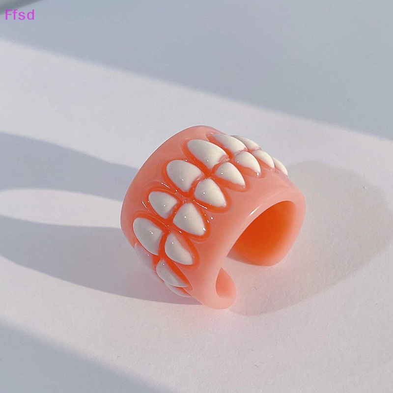 {Ffsd} Nhẫn Resin Hở Hình Chiếc Răng Sáng Tạo Vui Nhộn Phong Cách Punk Rock Hàn Quốc Thời Trang Tiệc Tùng Cho Nam Và Nữ Bán Chạy