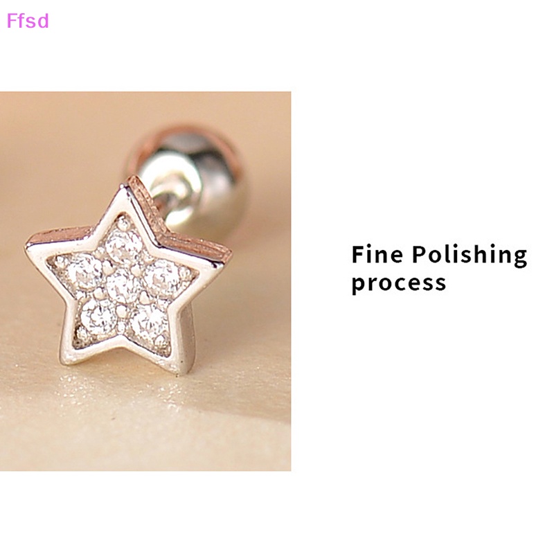 1 Đôi Bông Tai Bạc S925 Hình Ngôi Sao Năm Cánh Dạng Xoắn Ốc Dành Cho Nữ