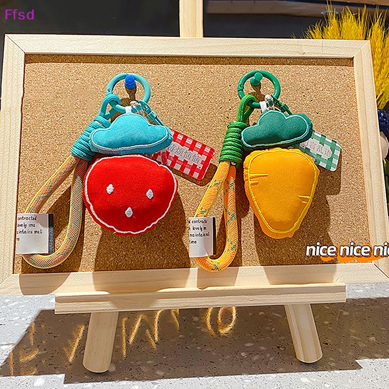 {Ffsd} Dây Vải Mềm Móc Chìa Khóa / Túi Xách Trang Trí Hình Trái Dâu / Cà Rốt Dễ Thương