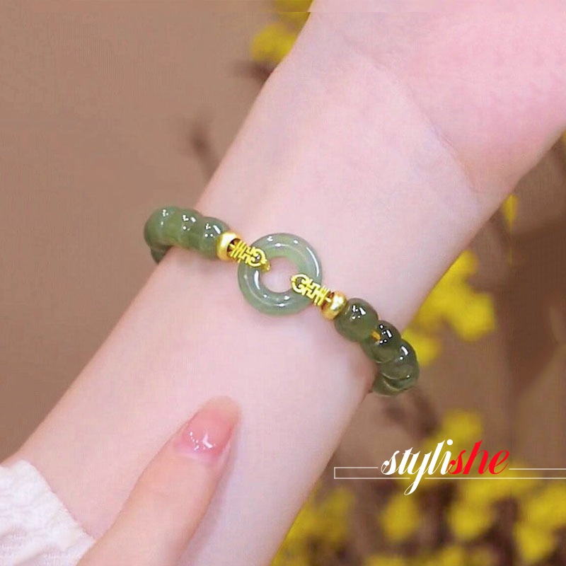 Vòng Tay Ngọc Bích Hình Bánh donut Sang Trọng