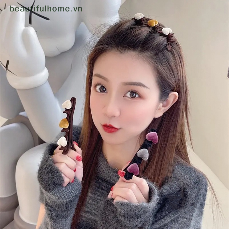 Kẹp Tóc Hình Trái Tim Hai Lớp Thời Trang Thu Đông Cho Nữ
