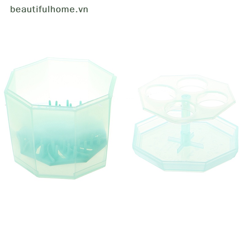 Xô Vệ Sinh Cọ Trang Điểm Có Giá Phơi Khô Tiện Dụng