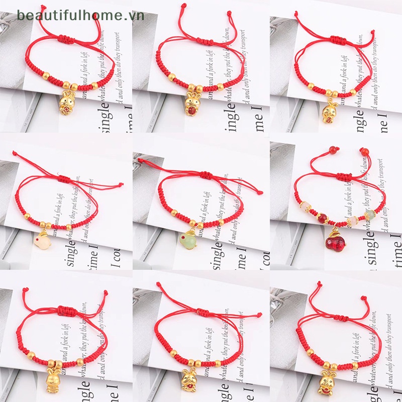 [beautifulhome] Vòng Tay Thỏ May Mắn Dây Bện Màu Đỏ Phong Cách Trung Hoa Cổ Điển Có Thể Điều Chỉnh Làm Quà Tặng Trang Sức Năm Mới [beauty]