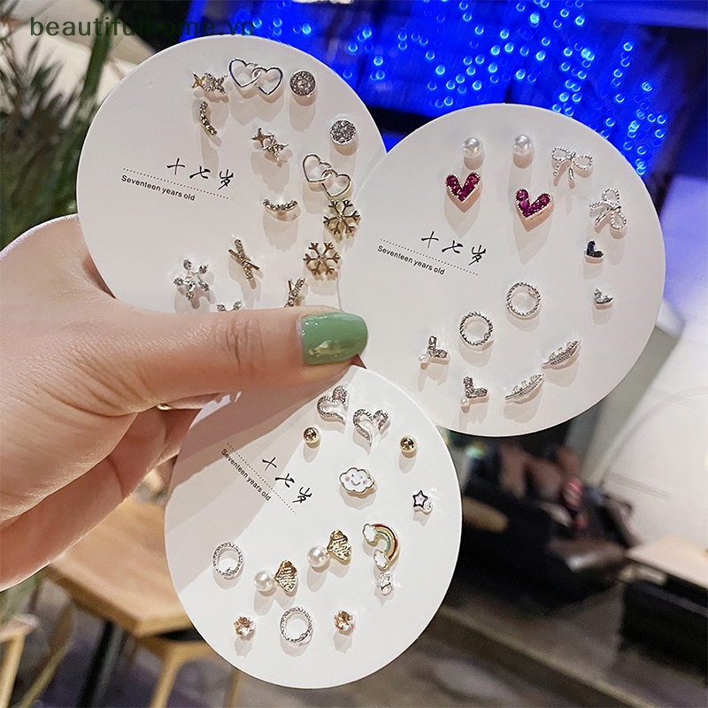 [beautifulhome] Set 7 Đôi Bông Tai Hình Học Nhỏ Thời Trang Hàn Quốc Nhiều Cặp Bướm Dễ Thương [Đẹp]