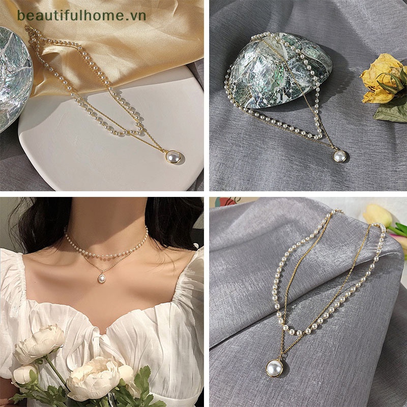 Vòng Cổ Choker Hai Lớp Đính Ngọc Trai Tinh Tế Thời Trang Dành Cho Nữ