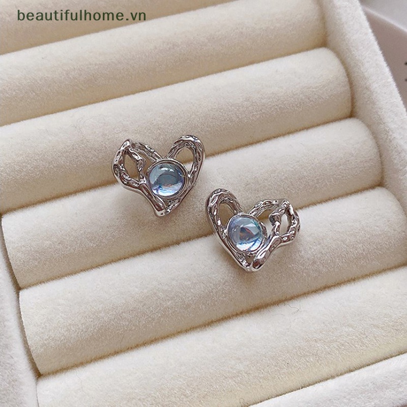 [beautifulhome] Bông Tai Kim Loại Hình Trái Tim Đơn Giản Thời Trang Mới Lấp Lánh Dành Cho Nữ [beauty]