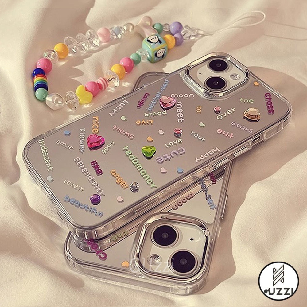 Ốp Lưng Gương Chữ Đầy Màu Sắc Tương Thích Cho Iphone 11 15 14 12 13 Pro Max Xr Xs Vòng Đeo Tay Hạt Tpu Ốp Lưng