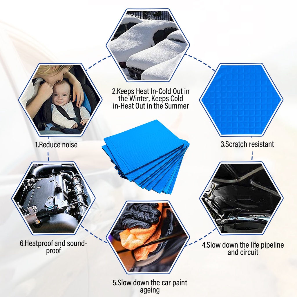 Set 10 Miếng Đệm Cotton Cách Âm Chống Ồn Chống Ồn Cho Mui Xe Hơi / Mô Tô