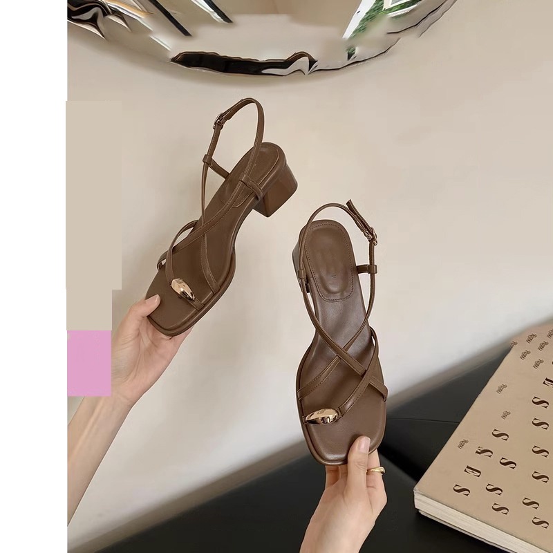 Nhà Máy Duoya Thẳng ~ [Hàng Sẵn Sàng] [] Đồng Minh Đường Phố●Giày Sandal Cao Gót Hở Mũi Đế Bằng Có Dây Cột Thời Trang Cho Nữ Miễn Phí Vận Chuyển