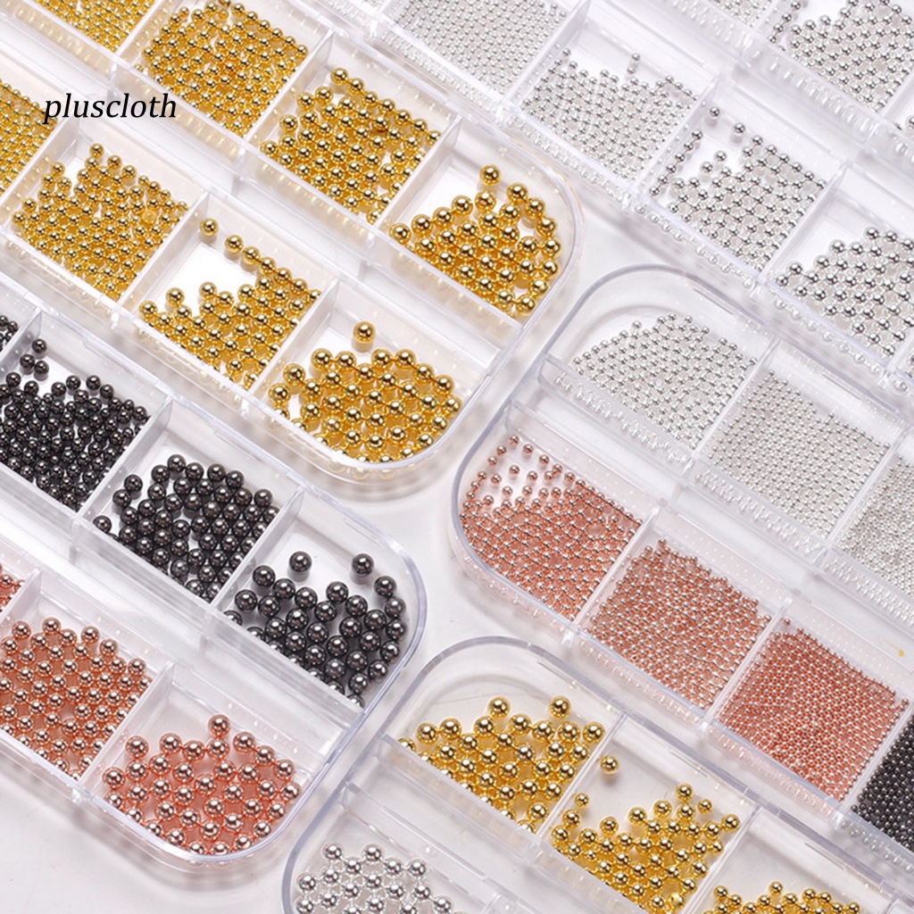 1 Hộp Hạt Thép 12 Kích Cỡ Trang Trí Móng Tay Nghệ Thuật