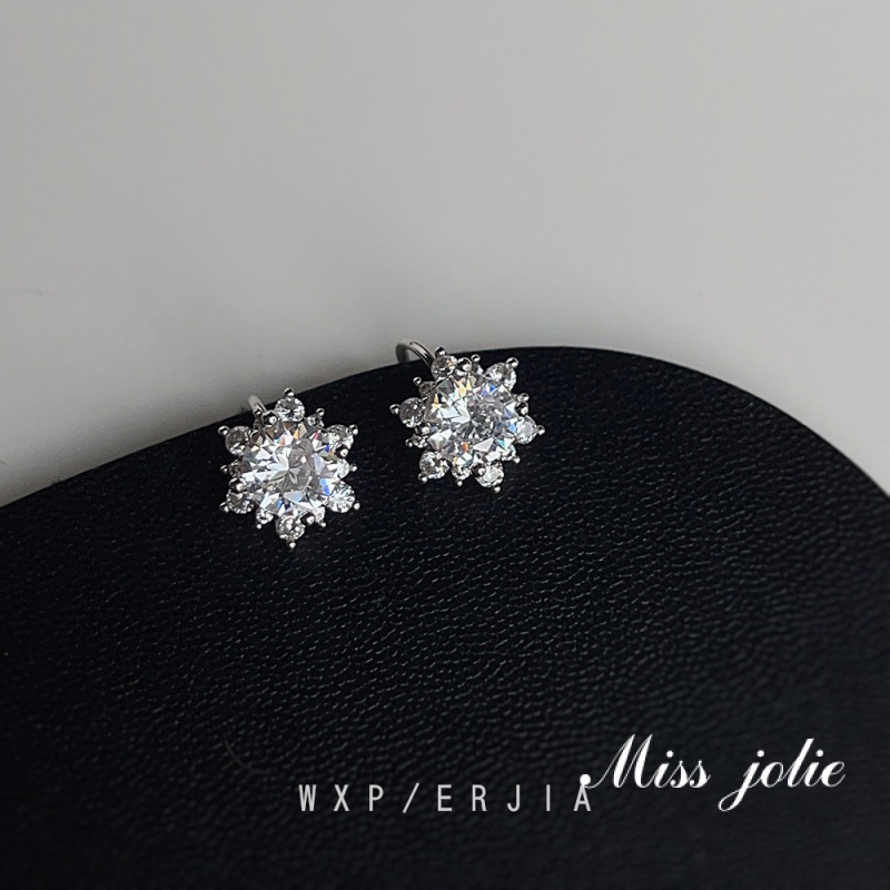 ✨Miss Jolie✨Bông Tai Mạ Bạc 925 Hình Bông Tuyết Đính Đá Zircon Thời Trang