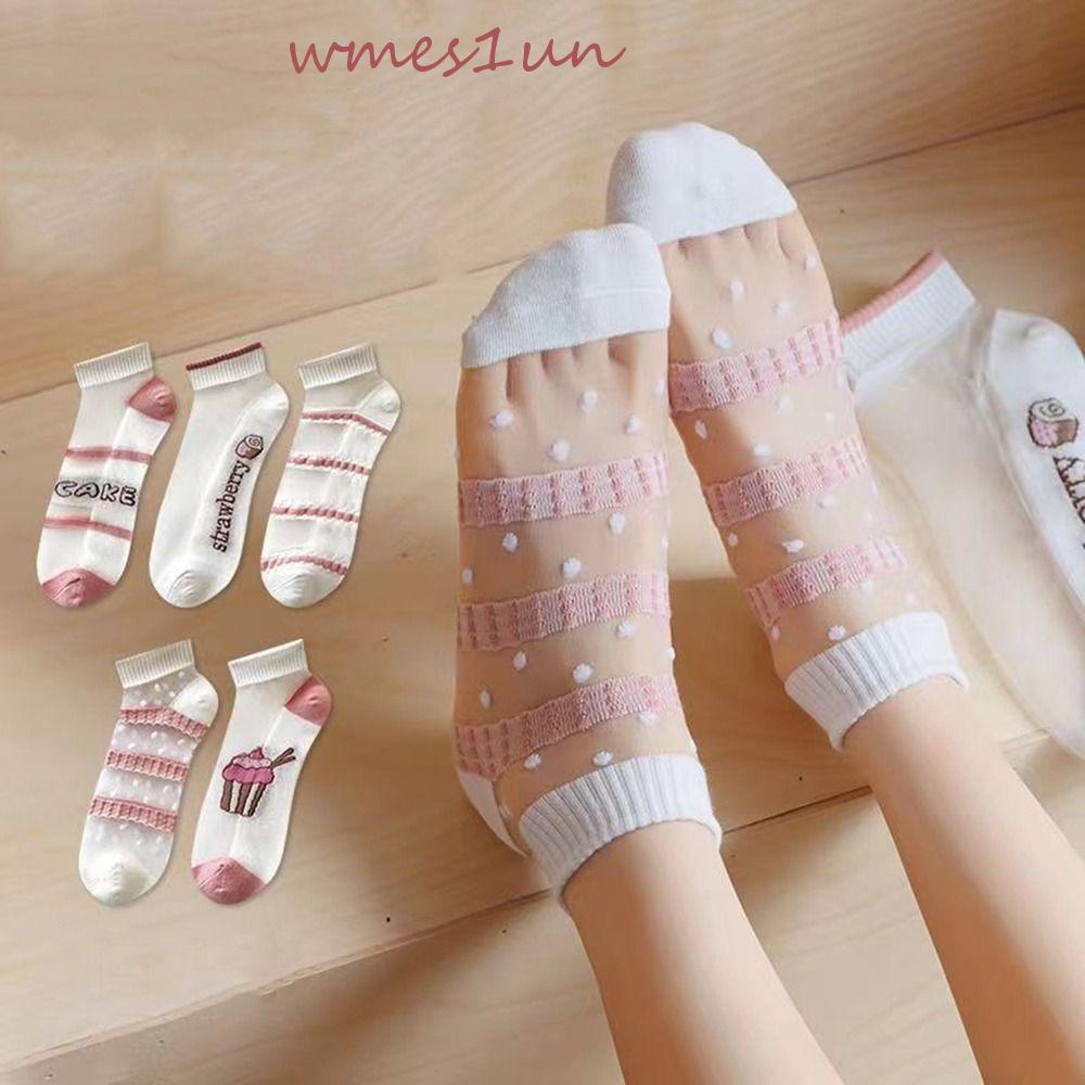 Vớ Thuyền Vải Lụa Phối Ren Màu Hồng Trong Suốt 15H Thời Trang Xuân Hè Xinh Xắn Cho Bạn Gái