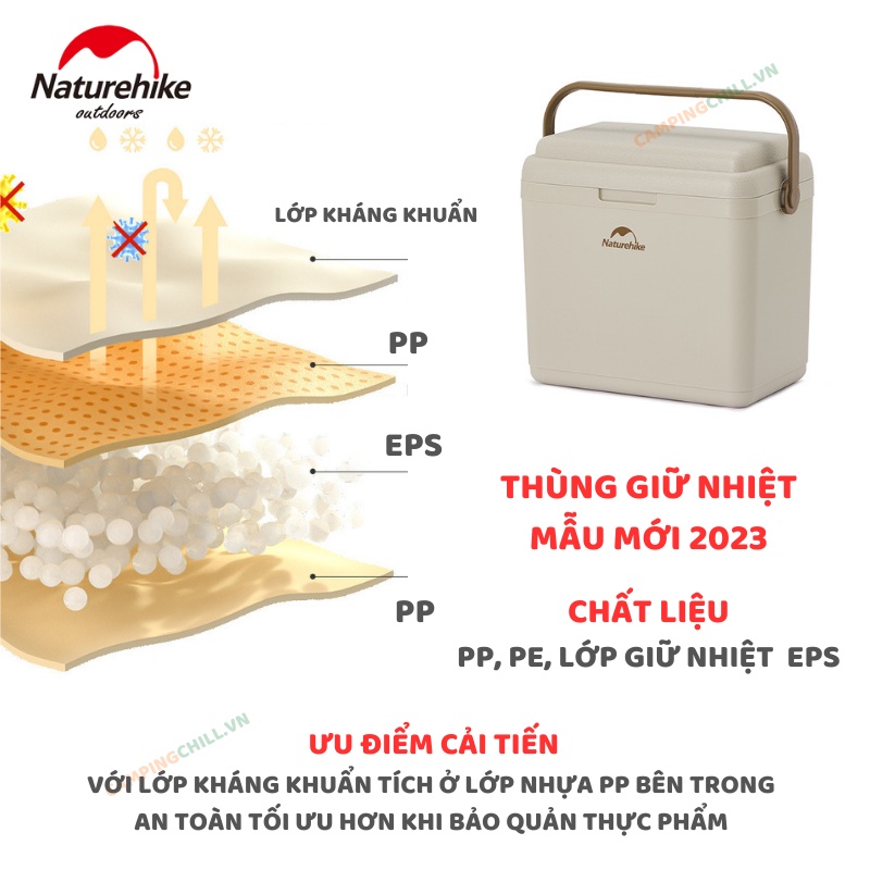 THÙNG GIỮ NHIỆT DÃ NGOẠI CẮM TRẠI MẪU 2023 NATUREHIKE CNK2300BS011