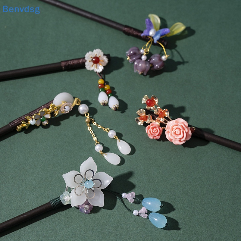 Benvdsg > Trâm Cài Tóc Bằng Gỗ Mun Phối Tua Rua Phong Cách Cổ Điển