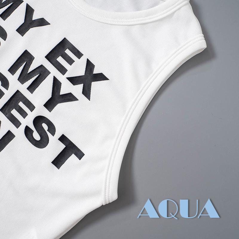 Áo Tank Top Sát Nách Cổ Tròn In Chữ Thời Trang Mùa Hè Cho Nữ