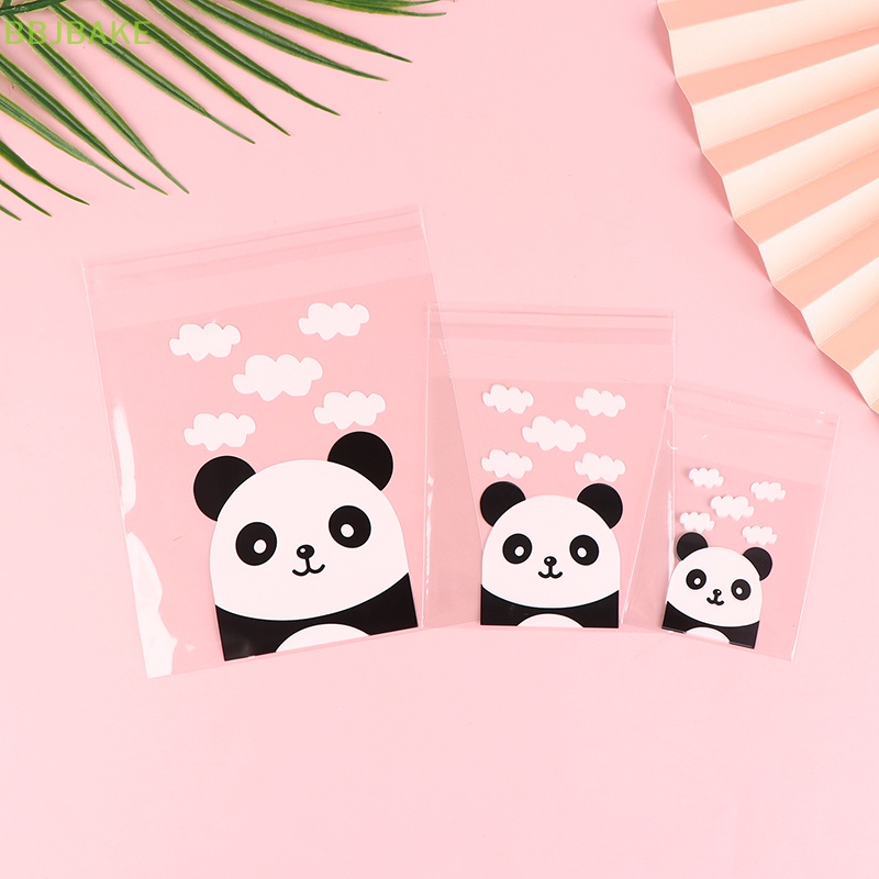 Set 100 Túi Đựng Bánh Kẹo Tự Dính Hình Gấu Trúc KCB