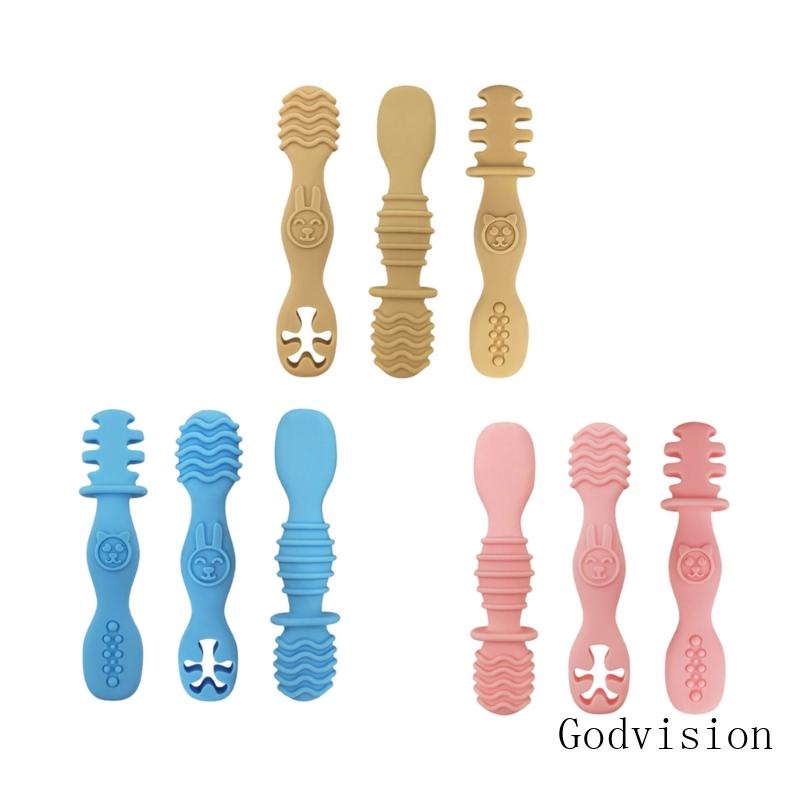 Bộ Muỗng Nĩa Silicone Tập Ăn Chống Trượt Cho Trẻ