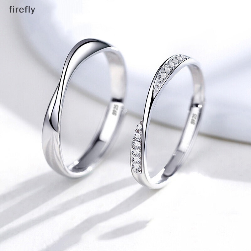 1 Cặp Nhẫn Đính Hôn Kim Cương Pha Lê Có Thể Điều Chỉnh Kích Cỡ